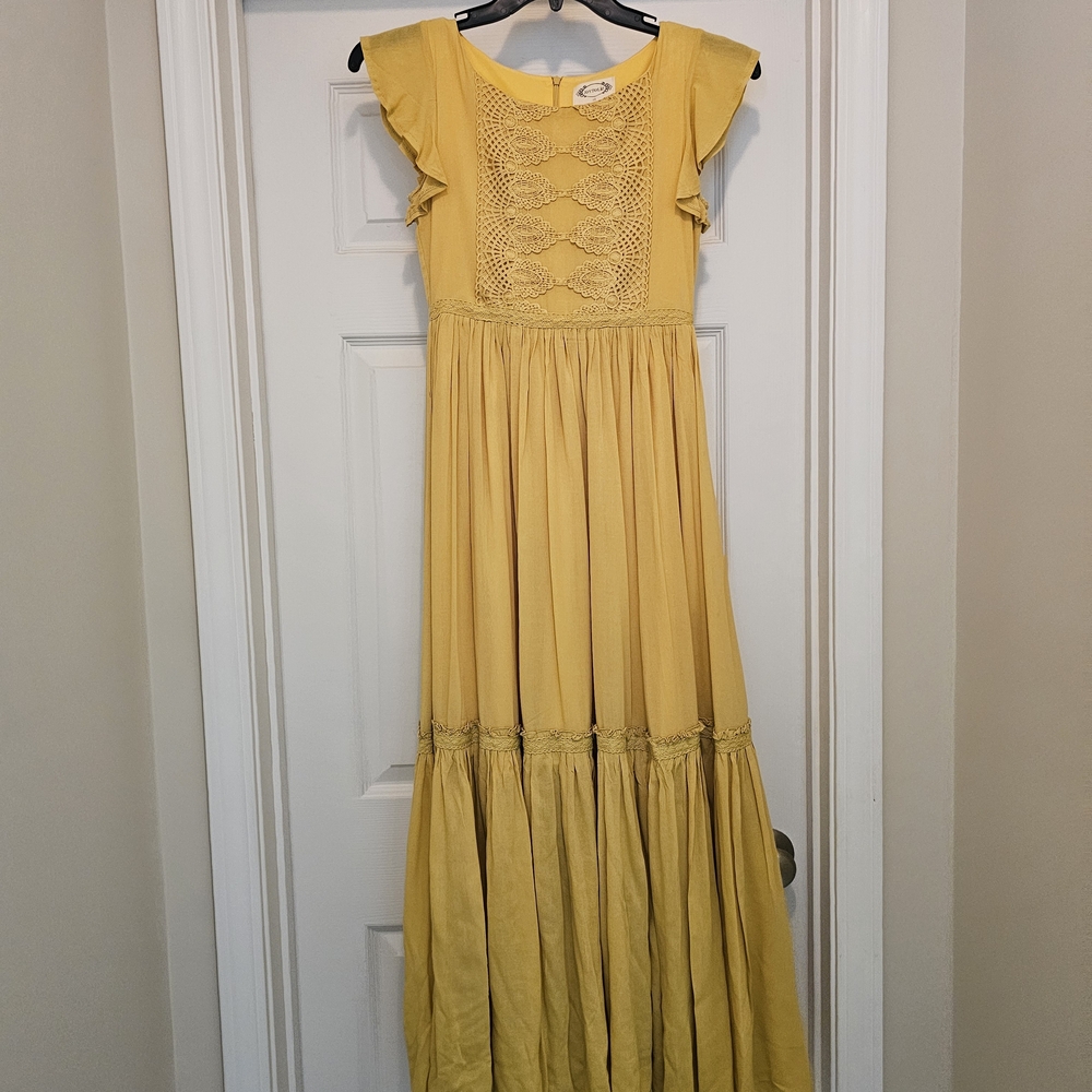 Joyfolie Yellow Smocked Tiered Sundress